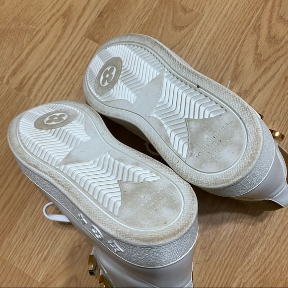 RARE Louis Vuitton Calfskin Reverse Monogram Boombox High top Sneakers White - Picture 9 of 10